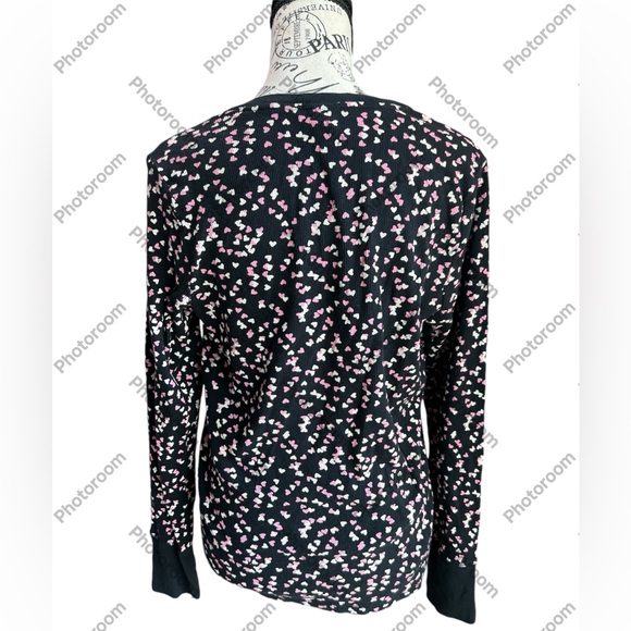 Victoria's Secret Long Sleeve V-Neck Love heart Sleep waffle knit Shirt Size L - Picture 2 of 7